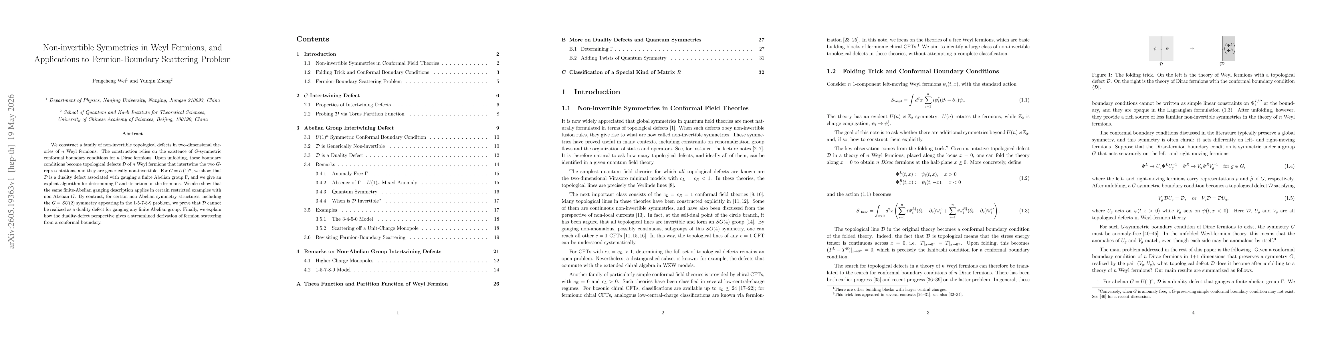 Thumbnail for Non-invertible Symmetries in Weyl Fermions, and Applications to Fermion-Boundary Scattering Problem