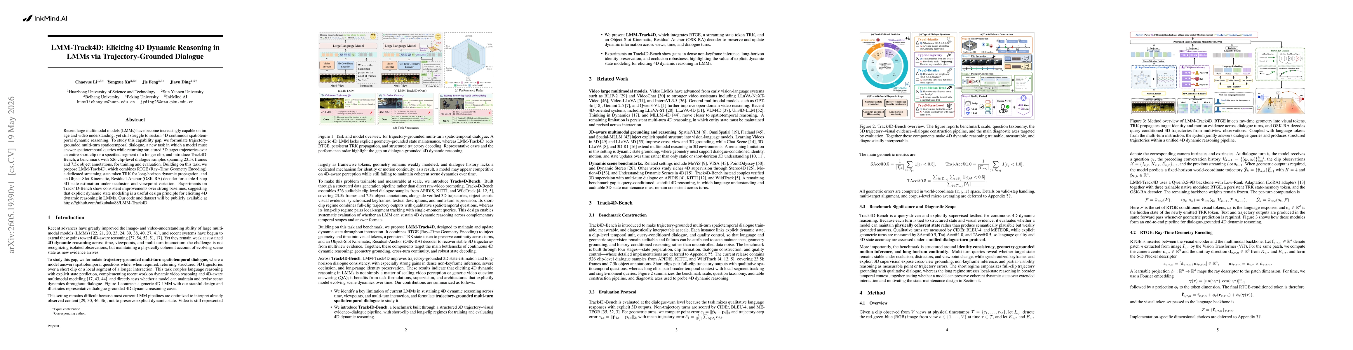 Thumbnail for LMM-Track4D: Eliciting 4D Dynamic Reasoning in LMMs via Trajectory-Grounded Dialogue