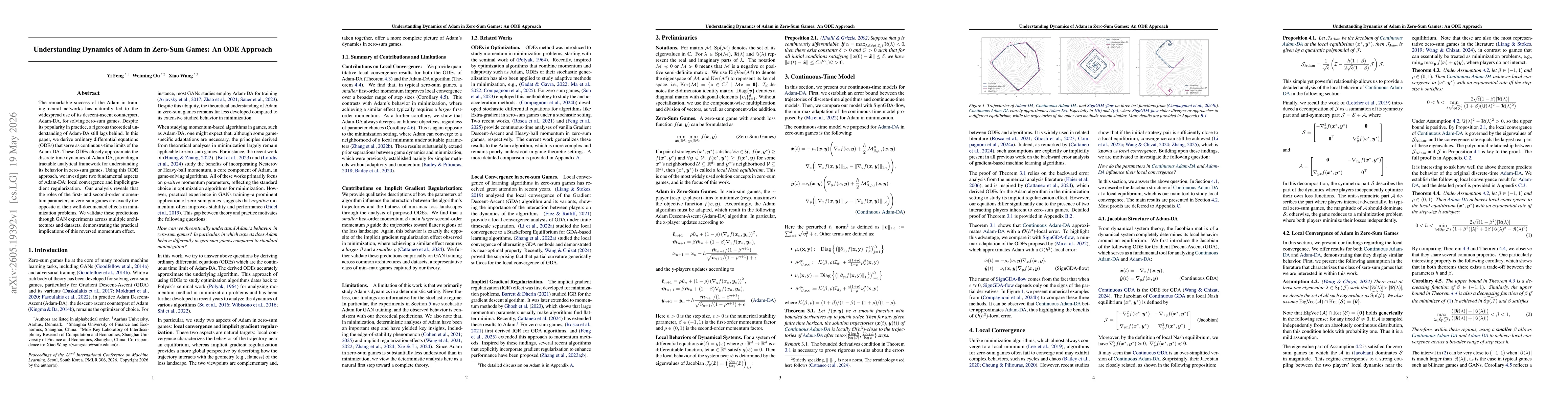 Thumbnail for Understanding Dynamics of Adam in Zero-Sum Games: An ODE Approach