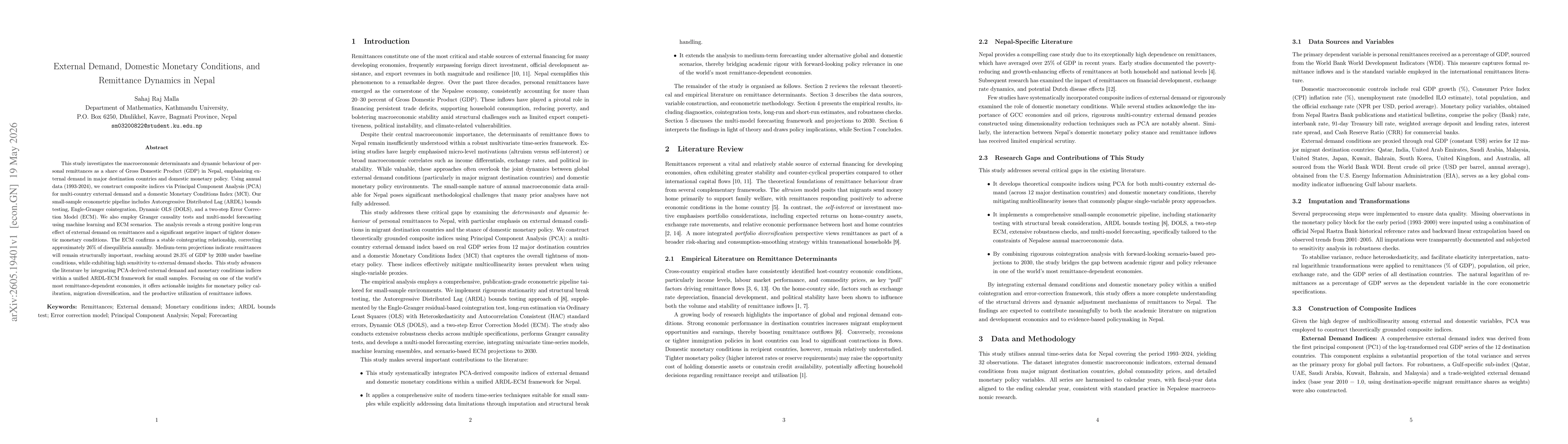 Thumbnail for External Demand, Domestic Monetary Conditions, and Remittance Dynamics in Nepal