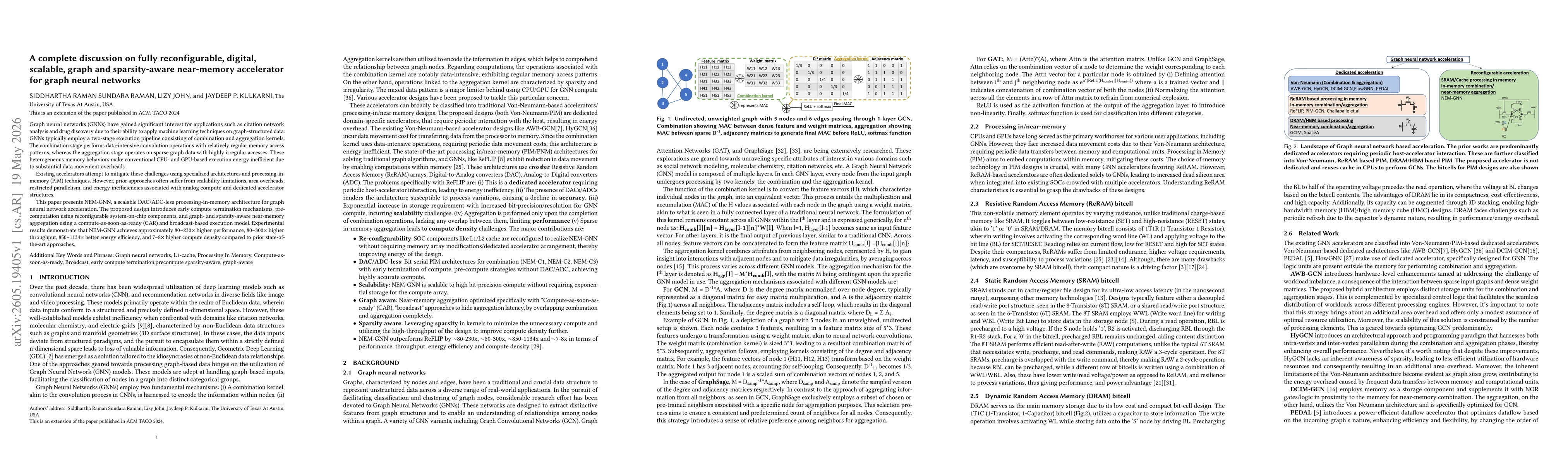 Thumbnail for A complete discussion on fully reconfigurable, digital, scalable, graph and sparsity-aware near-memory accelerator for graph neural networks