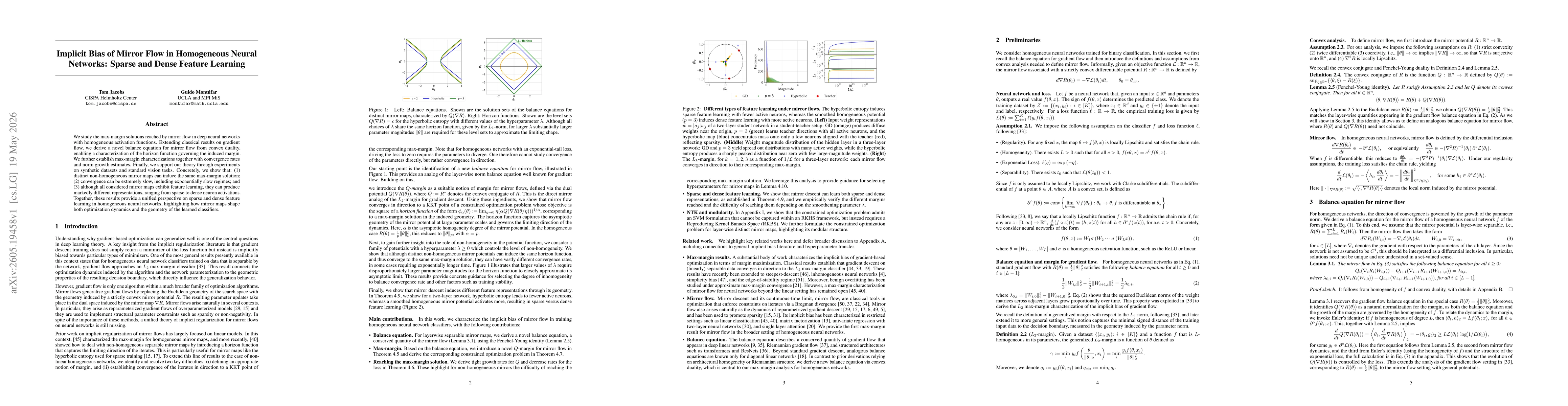 Thumbnail for Implicit Bias of Mirror Flow in Homogeneous Neural Networks: Sparse and Dense Feature Learning