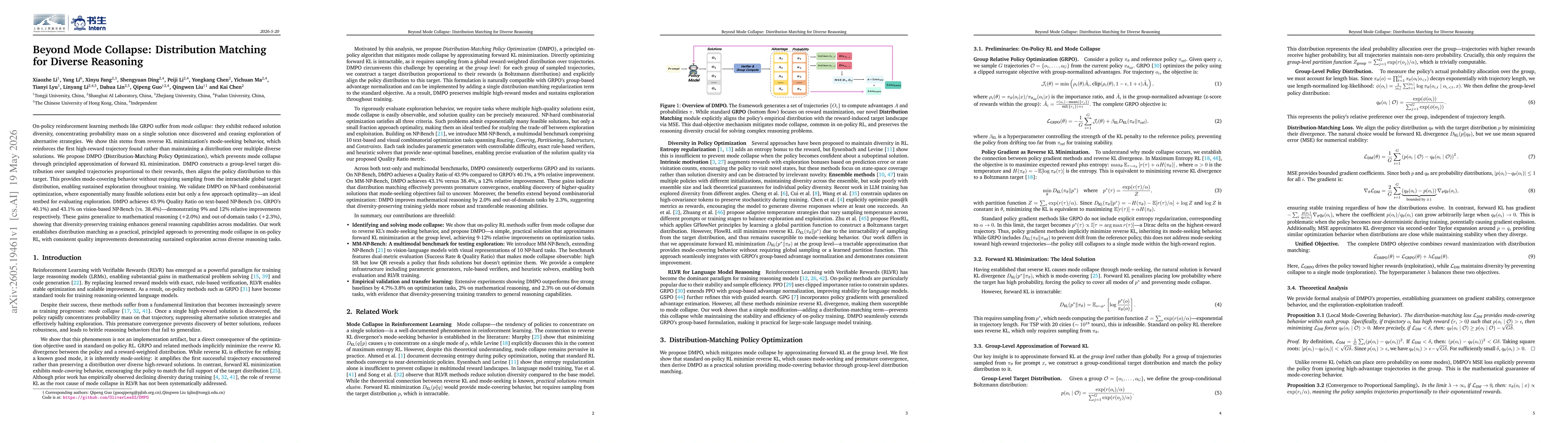 Thumbnail for Beyond Mode Collapse: Distribution Matching for Diverse Reasoning