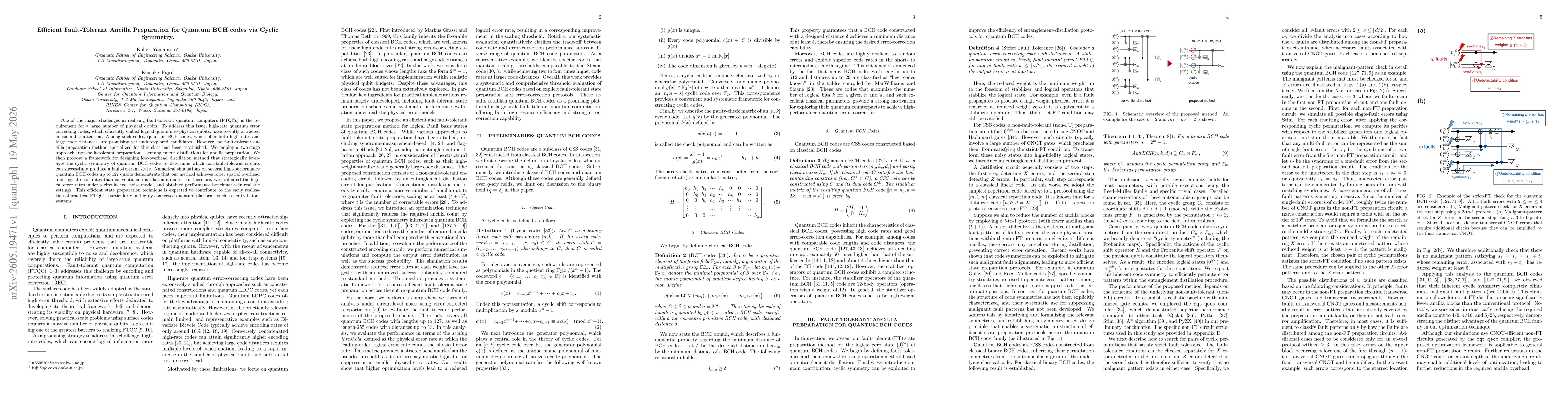 Thumbnail for Efficient Fault-Tolerant Ancilla Preparation for Quantum BCH codes via Cyclic Symmetry