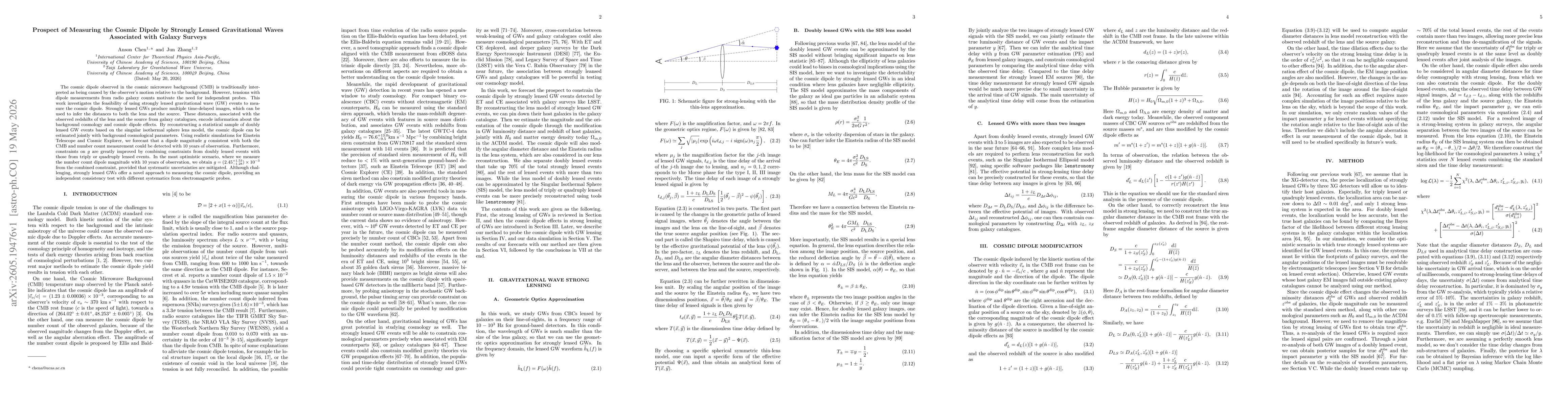 Thumbnail for Prospect of Measuring the Cosmic Dipole by Strongly Lensed Gravitational Waves Associated with Galaxy Surveys