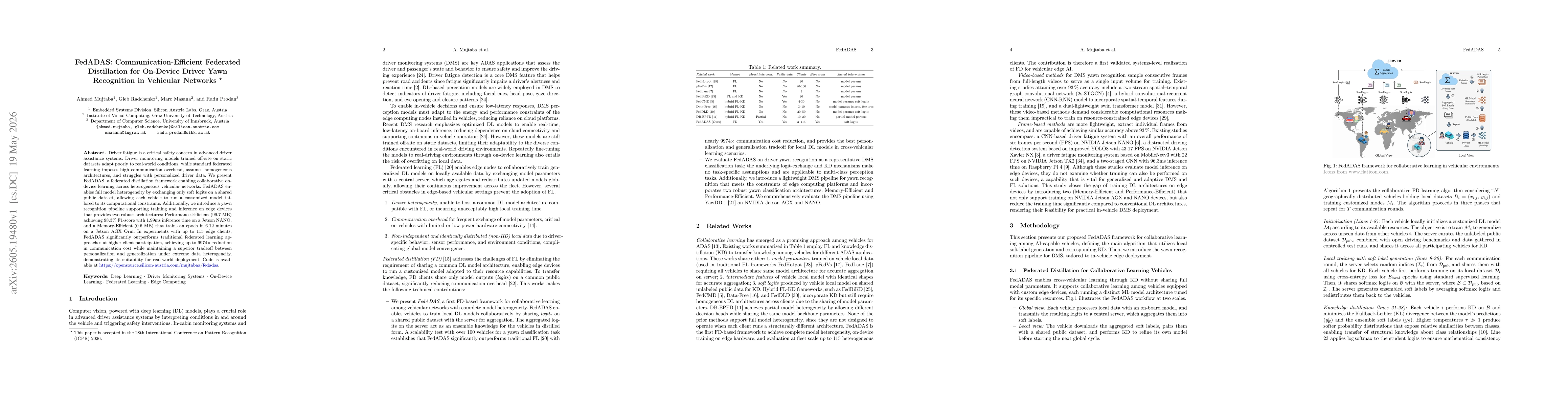 Thumbnail for FedADAS: Communication-Efficient Federated Distillation for On-Device Driver Yawn Recognition in Vehicular Networks