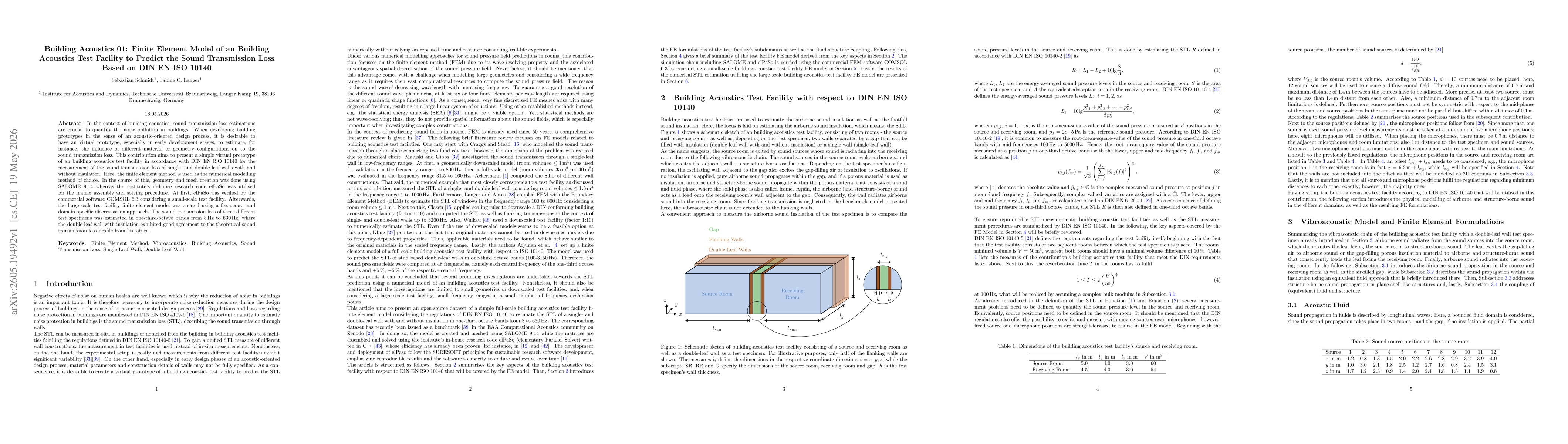 Thumbnail for Building Acoustics 01: Finite Element Model of an Building Acoustics Test Facility to Predict the Sound Transmission Loss Based on DIN EN ISO 10140