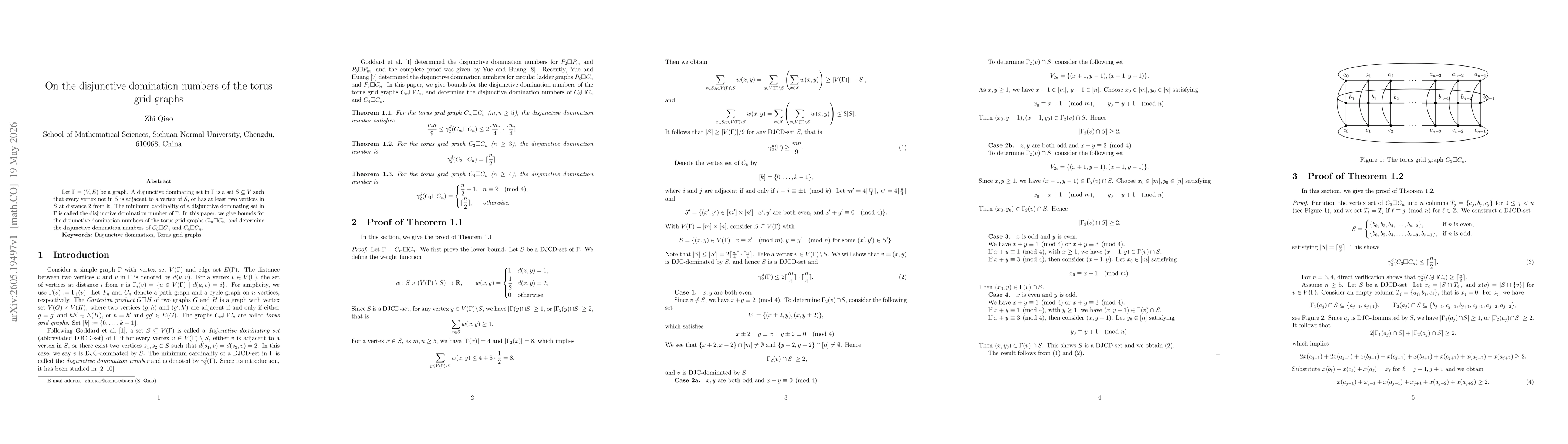 Thumbnail for On the disjunctive domination numbers of the torus grid graphs