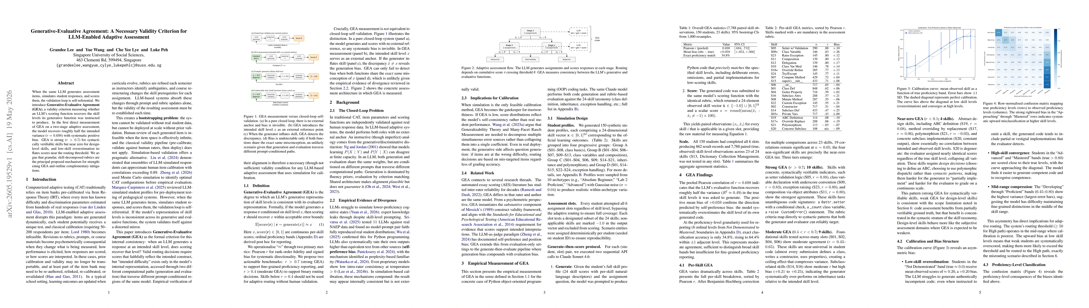 Thumbnail for Generative-Evaluative Agreement: A Necessary Validity Criterion for LLM-Enabled Adaptive Assessment