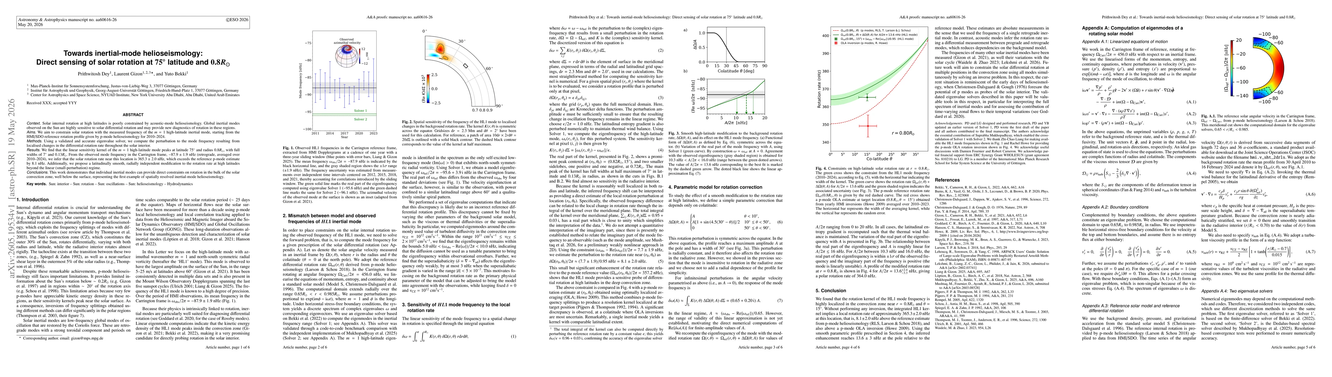 Thumbnail for Towards inertial-mode helioseismology: Direct sensing of solar rotation at 75 deg latitude and 0.8 Rsun