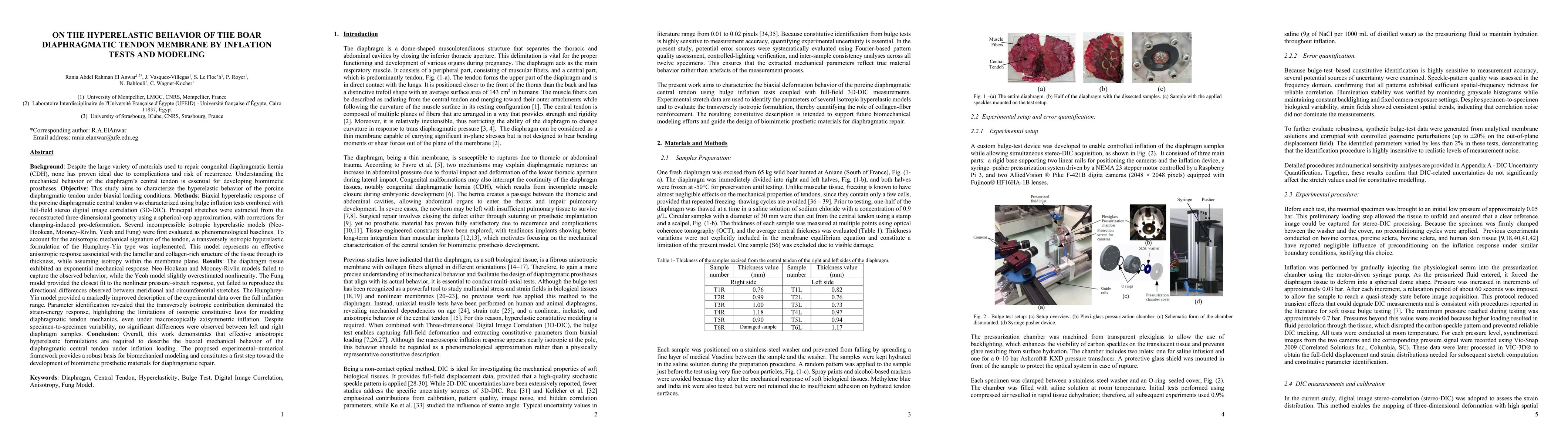 Thumbnail for On the Hyperelastic Behavior of the Boar Diaphragmatic Tendon Membrane by Inflation Tests and Modeling