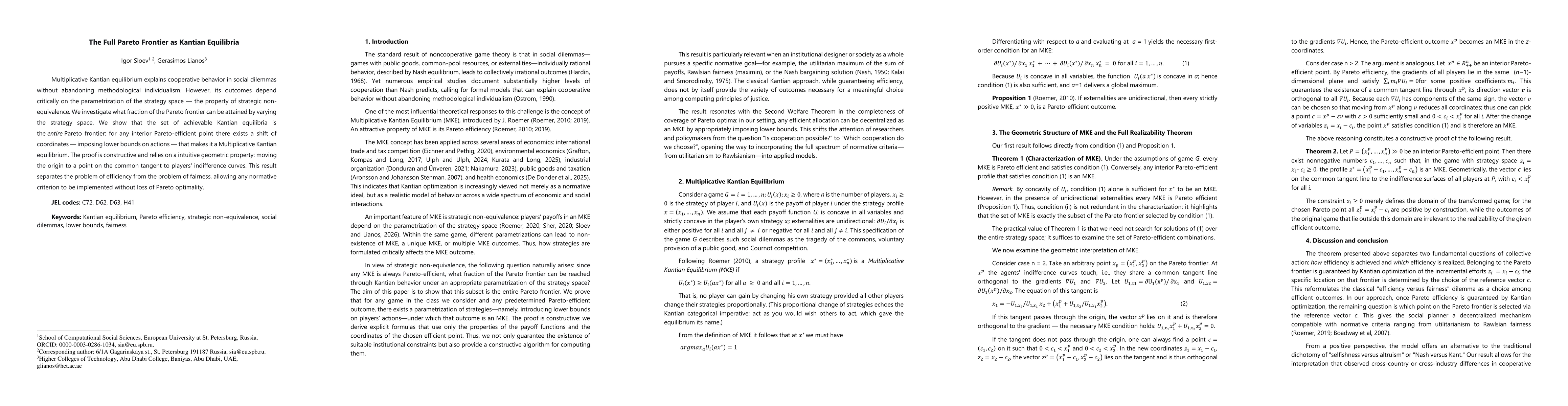 Thumbnail for The Full Pareto Frontier as Kantian Equilibria