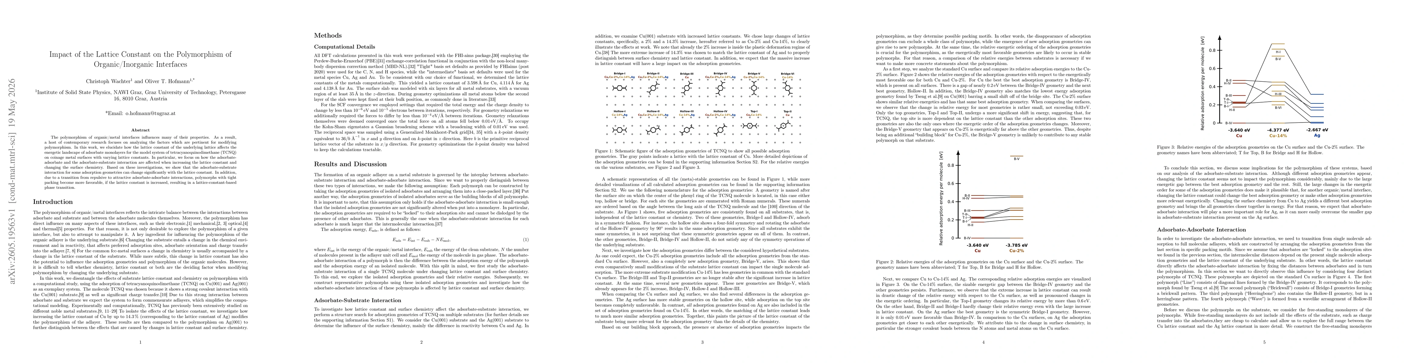 Thumbnail for Impact of the Lattice Constant on the Polymorphism of Organic/Inorganic Interfaces