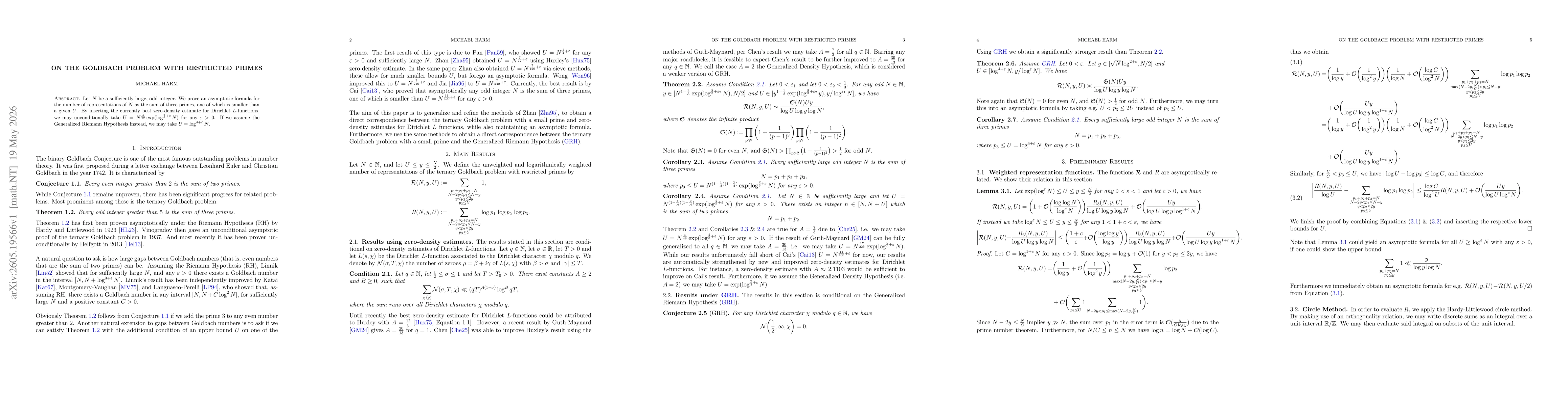 Thumbnail for On the Goldbach problem with restricted primes