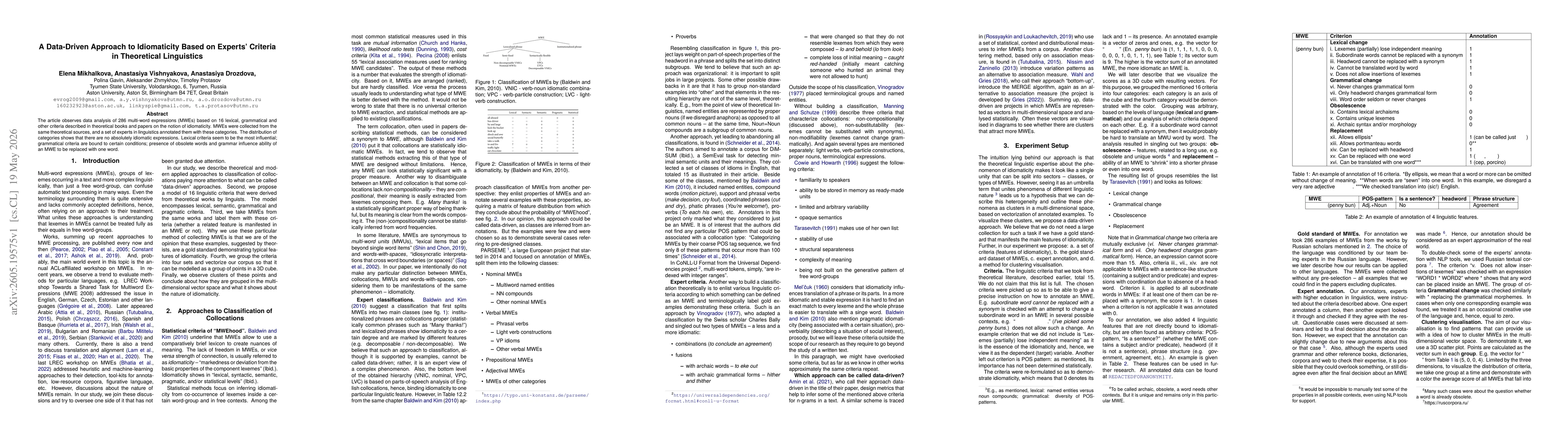Thumbnail for A Data-Driven Approach to Idiomaticity Based on Experts' Criteria in Theoretical Linguistics