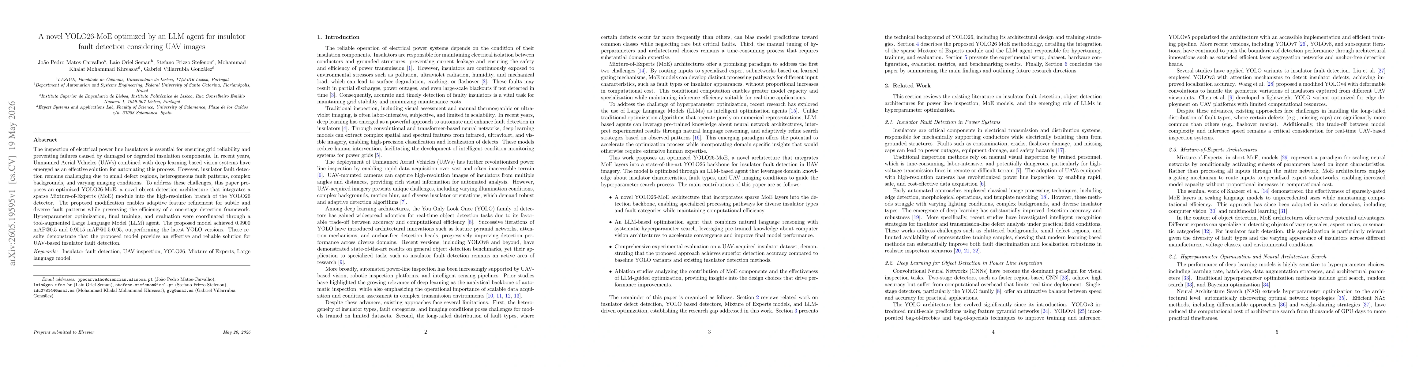 Thumbnail for A novel YOLO26-MoE optimized by an LLM agent for insulator fault detection considering UAV images