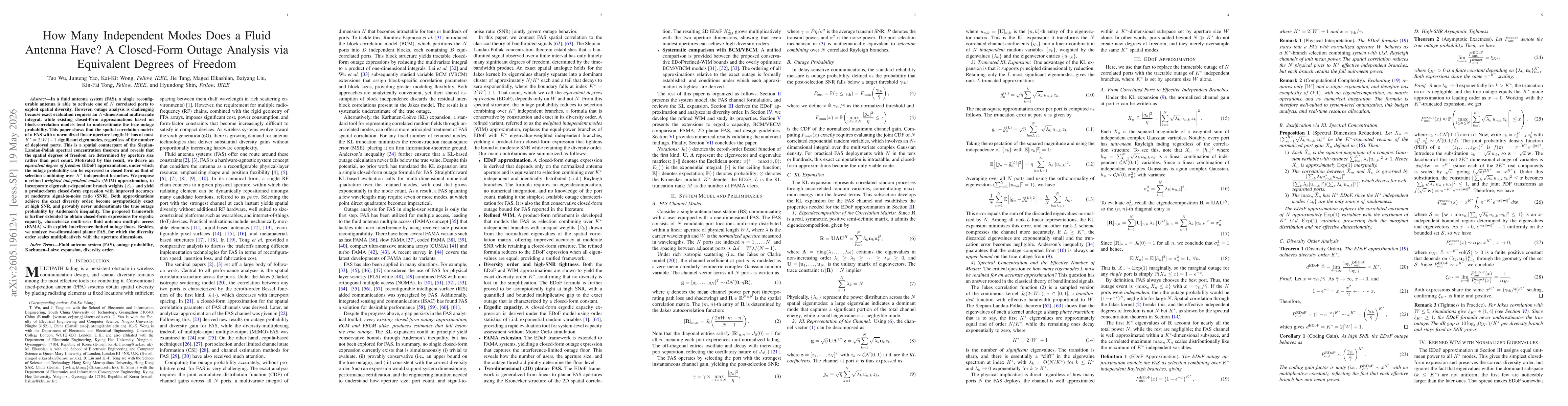 Thumbnail for How Many Independent Modes Does a Fluid Antenna Have? A Closed-Form Outage Analysis via Equivalent Degrees of Freedom