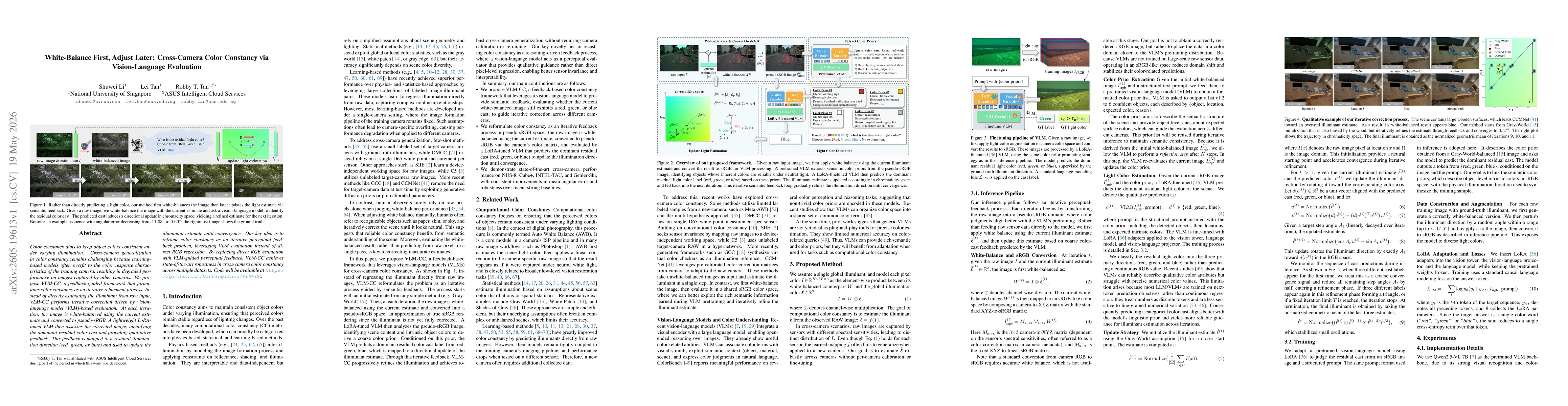 Thumbnail for White-Balance First, Adjust Later: Cross-Camera Color Constancy via Vision-Language Evaluation