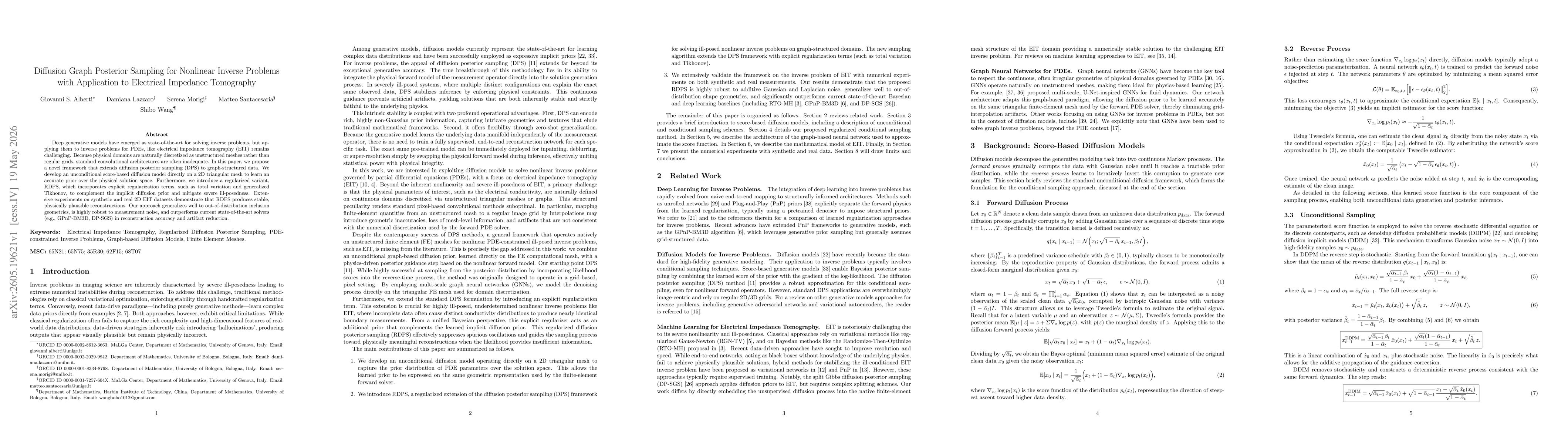 Thumbnail for Diffusion Graph Posterior Sampling for Nonlinear Inverse Problems with Application to Electrical Impedance Tomography
