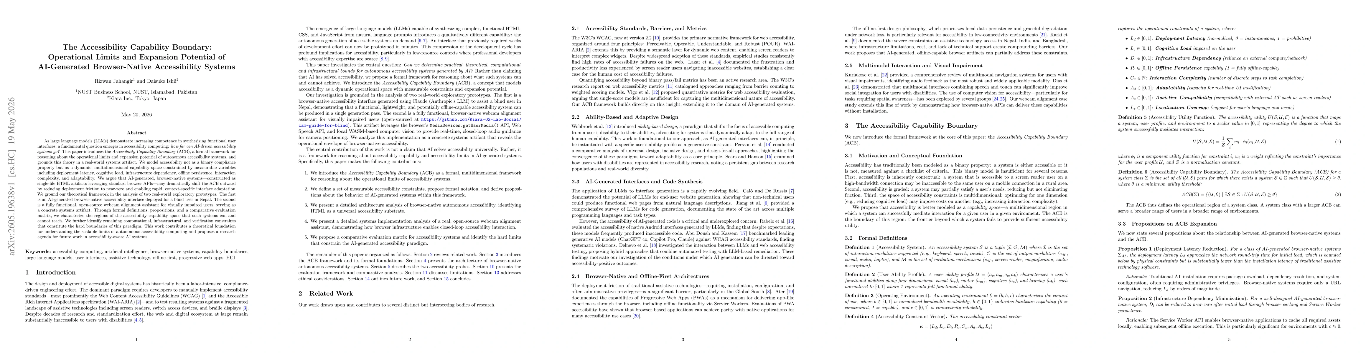Thumbnail for The Accessibility Capability Boundary: Operational Limits and Expansion Potential of AI-Generated Browser-Native Accessibility Systems