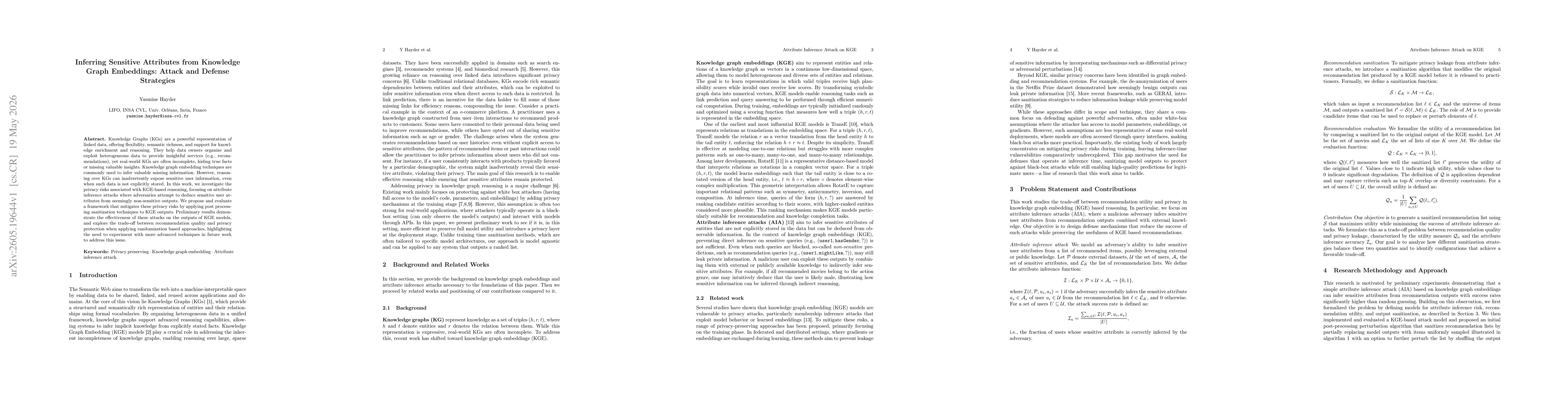 Thumbnail for Inferring Sensitive Attributes from Knowledge Graph Embeddings: Attack and Defense Strategies