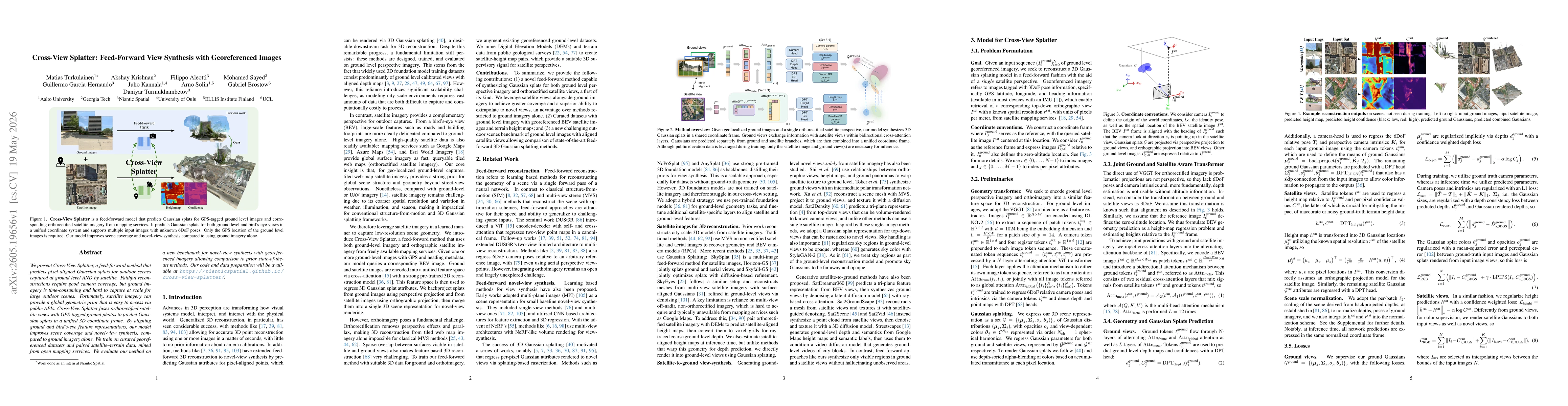 Thumbnail for Cross-View Splatter: Feed-Forward View Synthesis with Georeferenced Images
