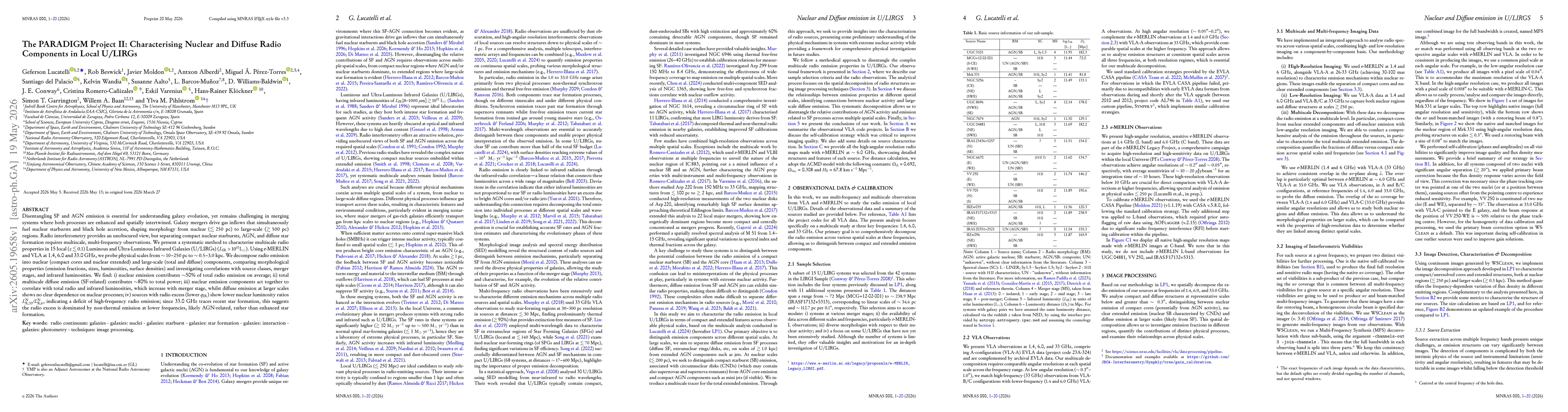 Thumbnail for The PARADIGM Project II: Characterising Nuclear and Diffuse Radio Components in Local U/LIRGs