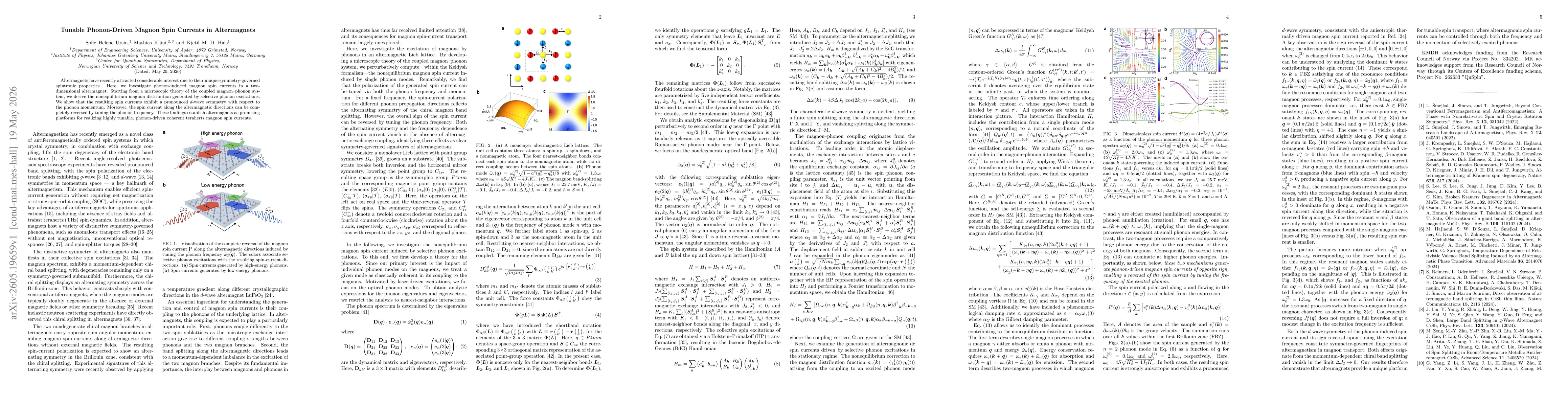 Thumbnail for Tunable Phonon-Driven Magnon Spin Currents in Altermagnets