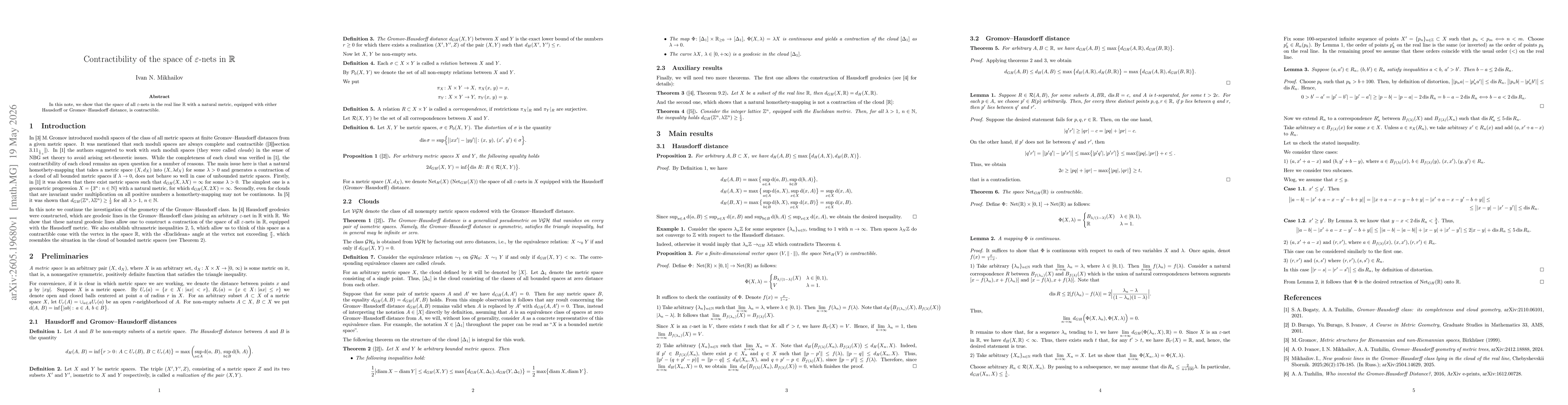 Thumbnail for Contractibility of the space of $\varepsilon$-nets in $\mathbb{R}$
