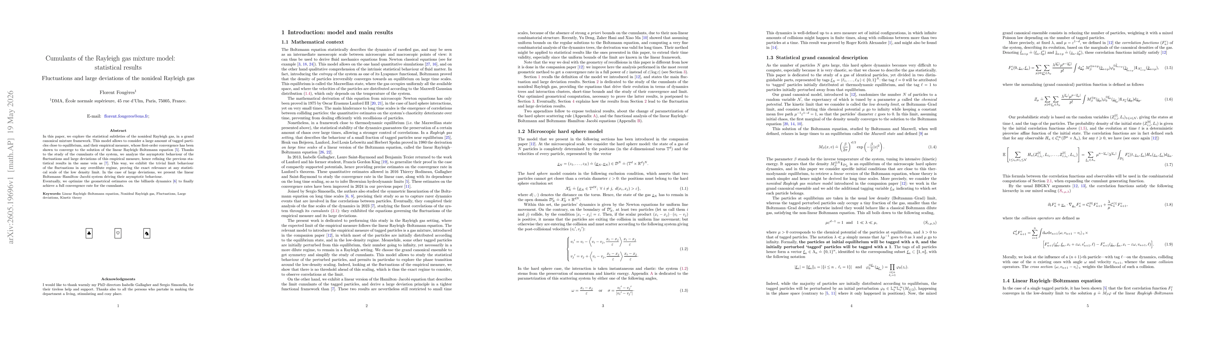 Thumbnail for Cumulants of the Rayleigh gas mixture model: statistical results