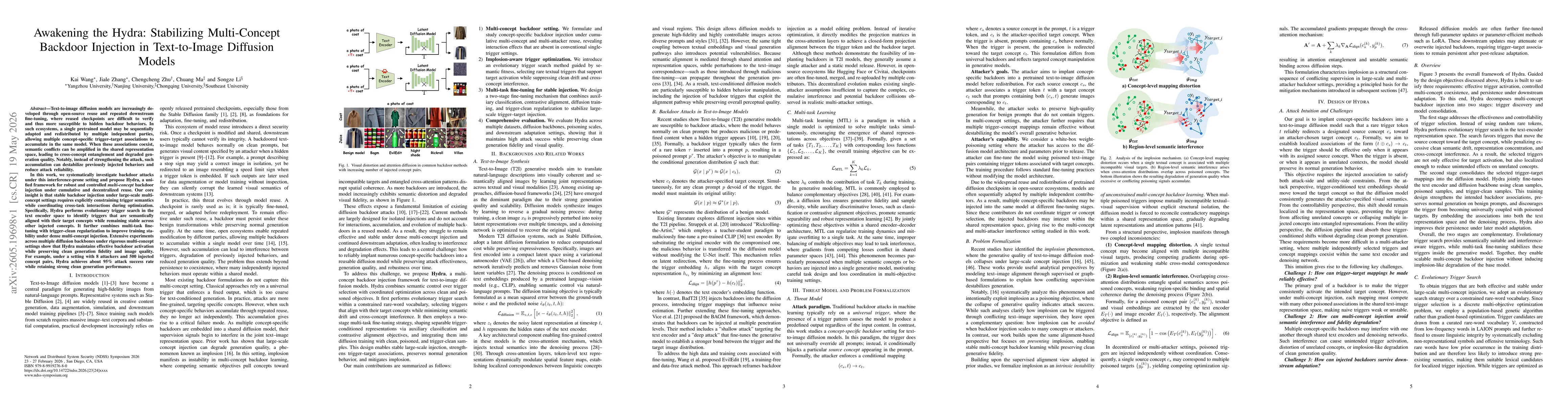 Thumbnail for Awakening the Hydra: Stabilizing Multi-Concept Backdoor Injection in Text-to-Image Diffusion Models