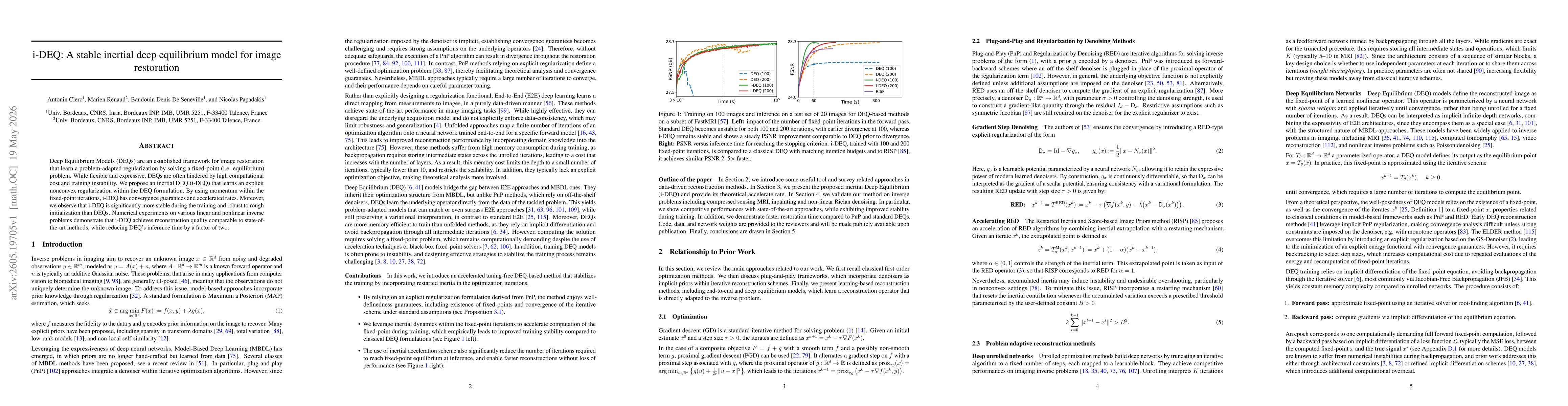 Thumbnail for i-DEQ: A stable inertial deep equilibrium model for image restoration