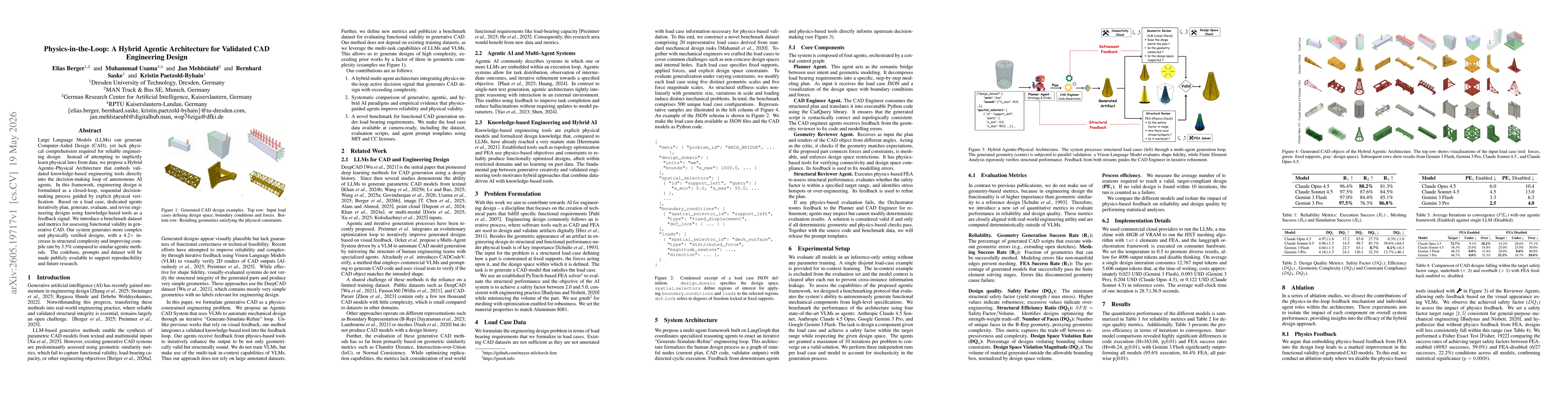 Thumbnail for Physics-in-the-Loop: A Hybrid Agentic Architecture for Validated CAD Engineering Design