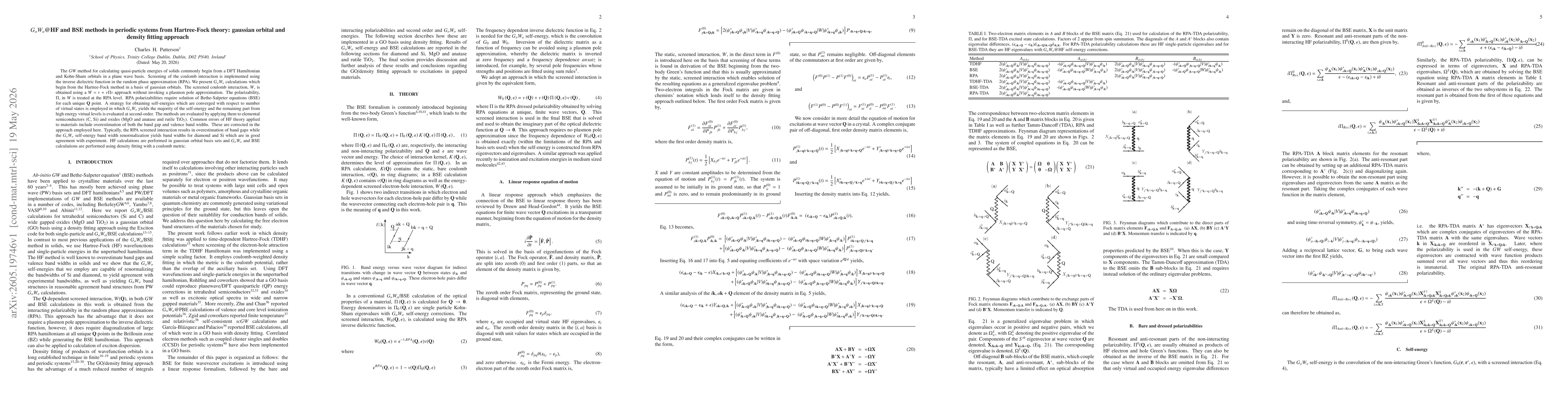Thumbnail for $G_0W_0$@HF and BSE methods in periodic systems from Hartree-Fock theory: gaussian orbital and density fitting approach