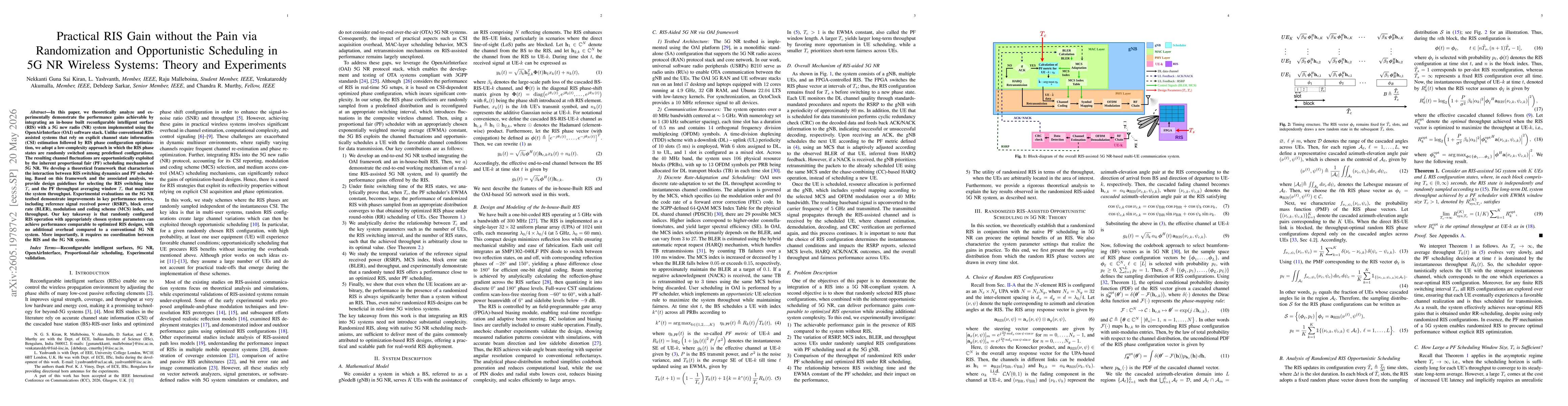 Thumbnail for Practical RIS Gain without the Pain via Randomization and Opportunistic Scheduling in 5G NR Wireless Systems: Theory and Experiments