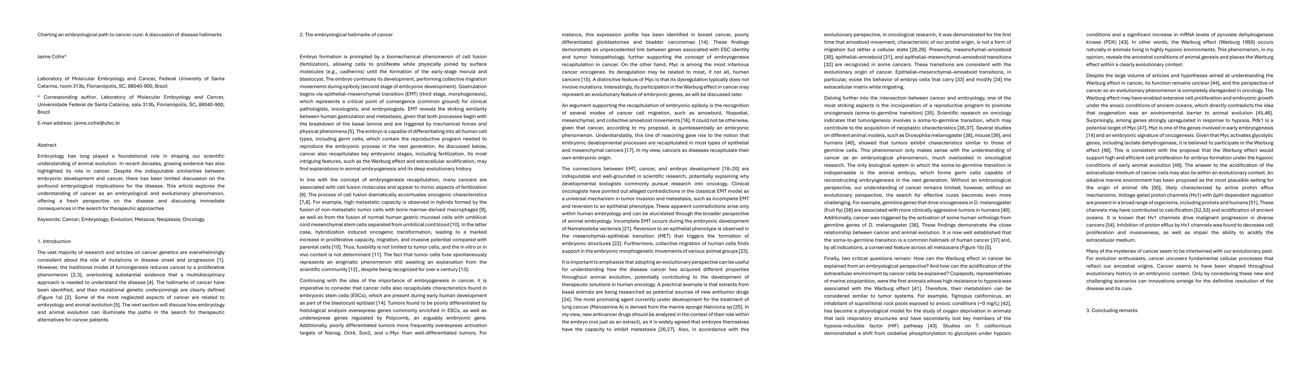 Thumbnail for Charting an embryological path to cancer cure: A discussion of disease hallmarks