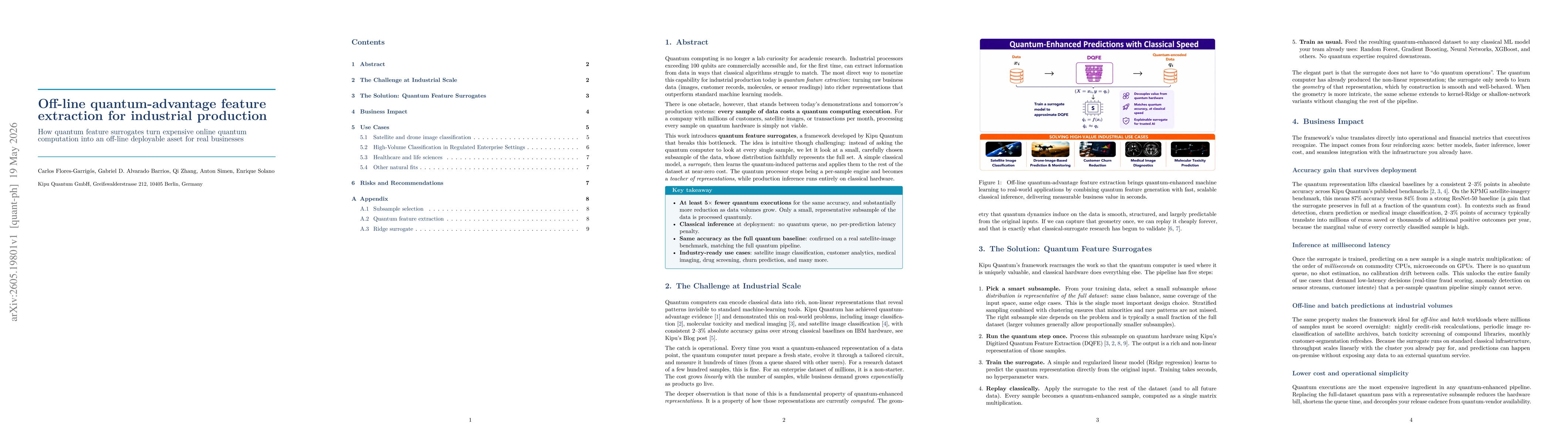 Thumbnail for Off-line quantum-advantage feature extraction for industrial production
