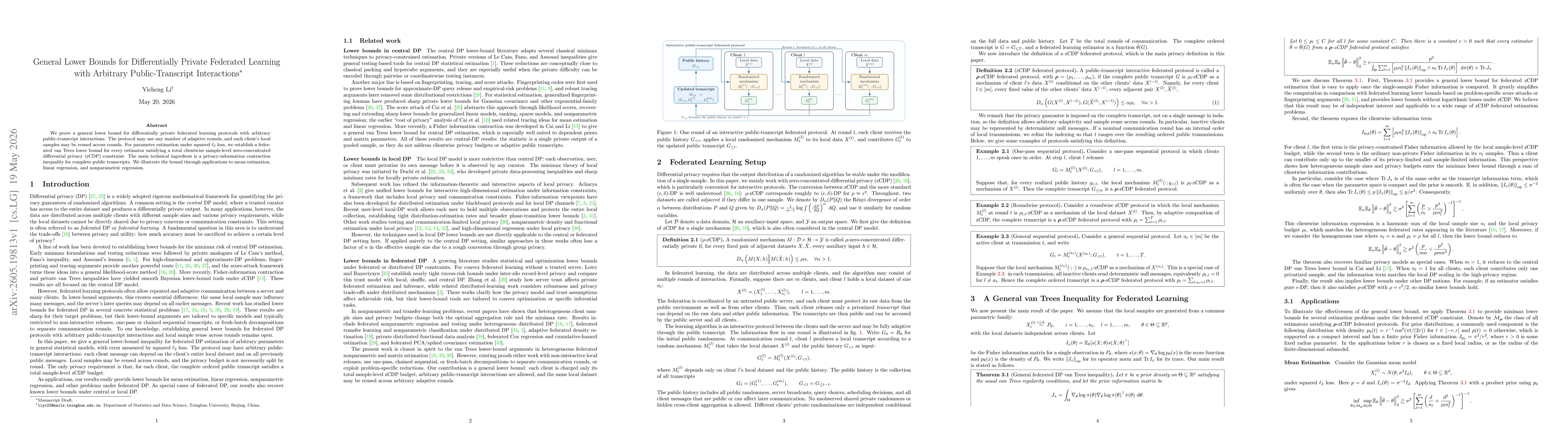 Thumbnail for General Lower Bounds for Differentially Private Federated Learning with Arbitrary Public-Transcript Interactions
