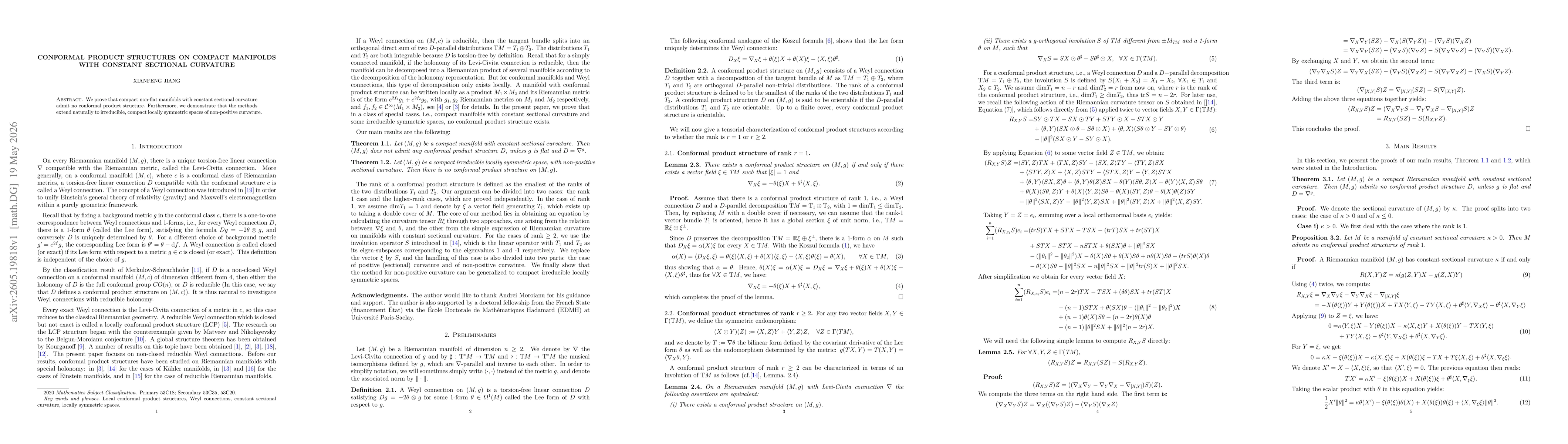 Thumbnail for Conformal product structures on compact manifolds with constant sectional curvature