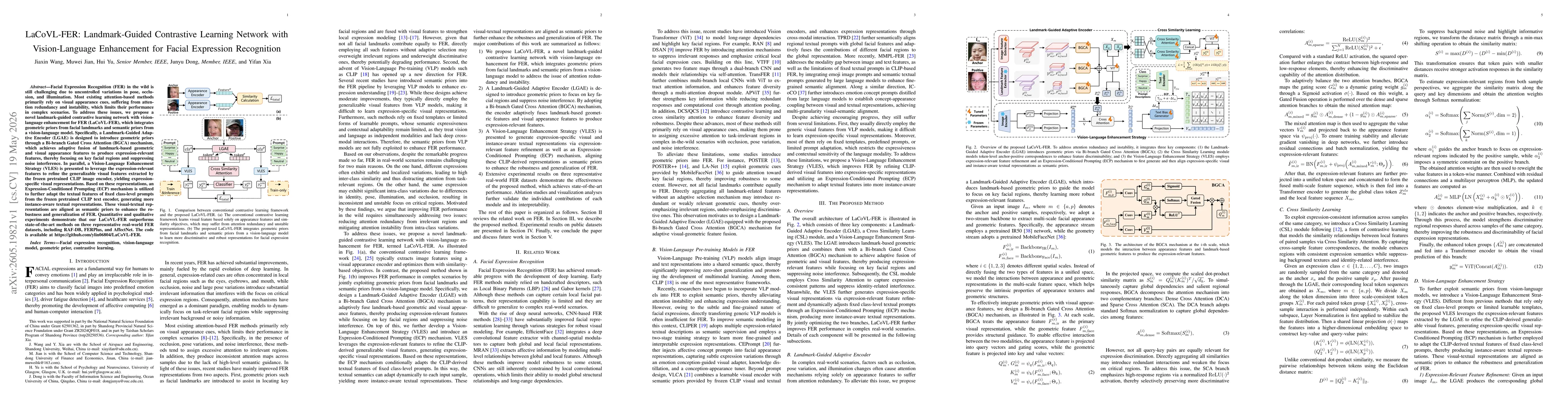 Thumbnail for LaCoVL-FER: Landmark-Guided Contrastive Learning Network with Vision-Language Enhancement for Facial Expression Recognition