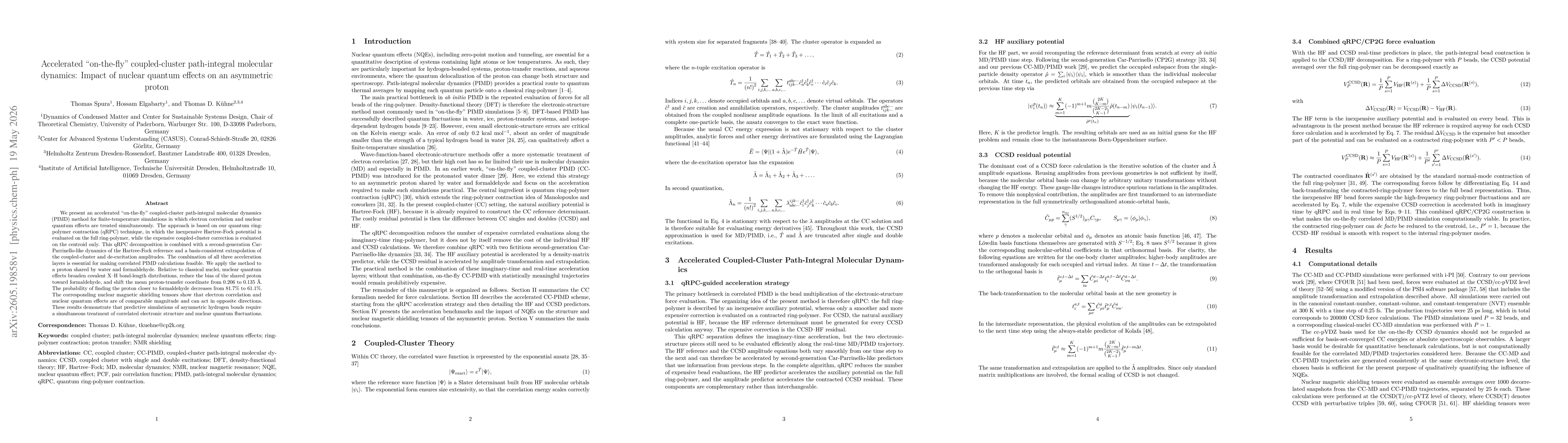 Thumbnail for Accelerated "on-the-fly" coupled-cluster path-integral molecular dynamics: Impact of nuclear quantum effects on an asymmetric proton