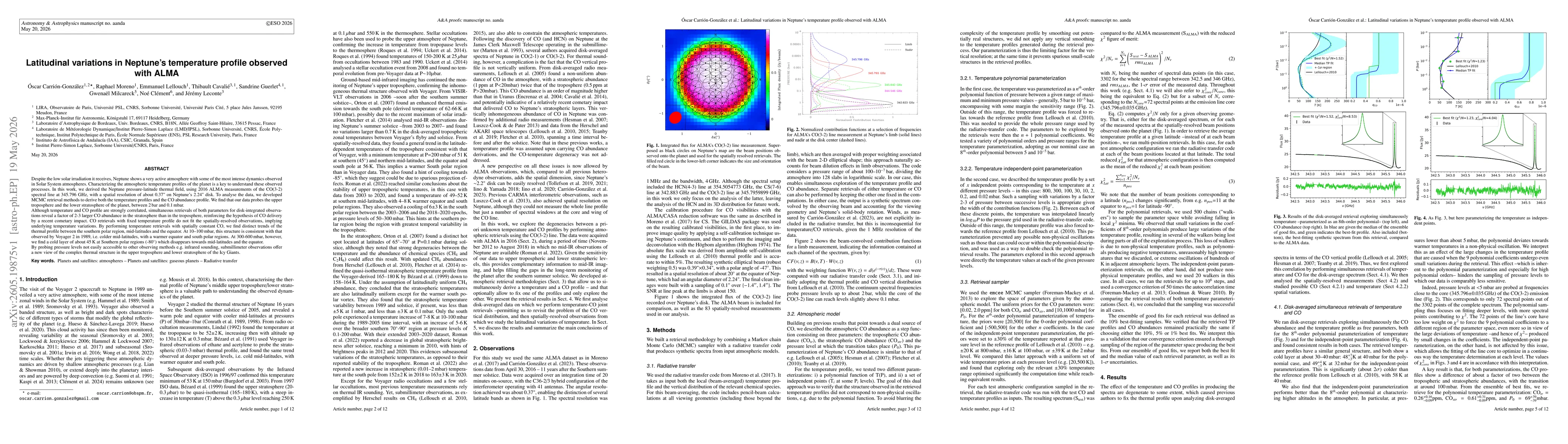 Thumbnail for Latitudinal variations in Neptune's temperature profile observed with ALMA