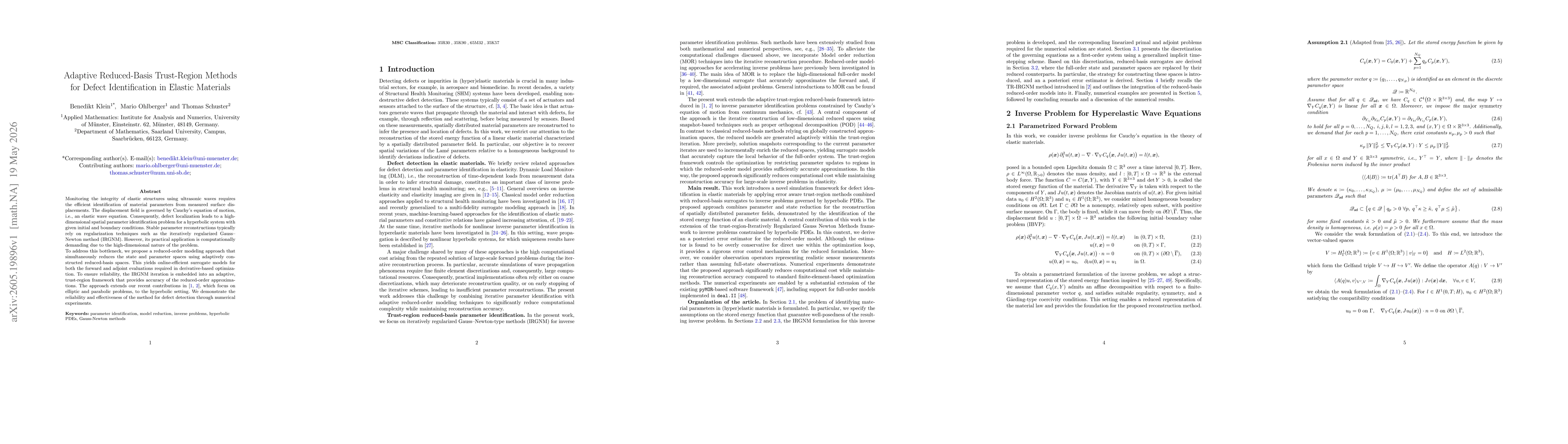 Thumbnail for Adaptive Reduced-Basis Trust-Region Methods for Defect Identification in Elastic Materials