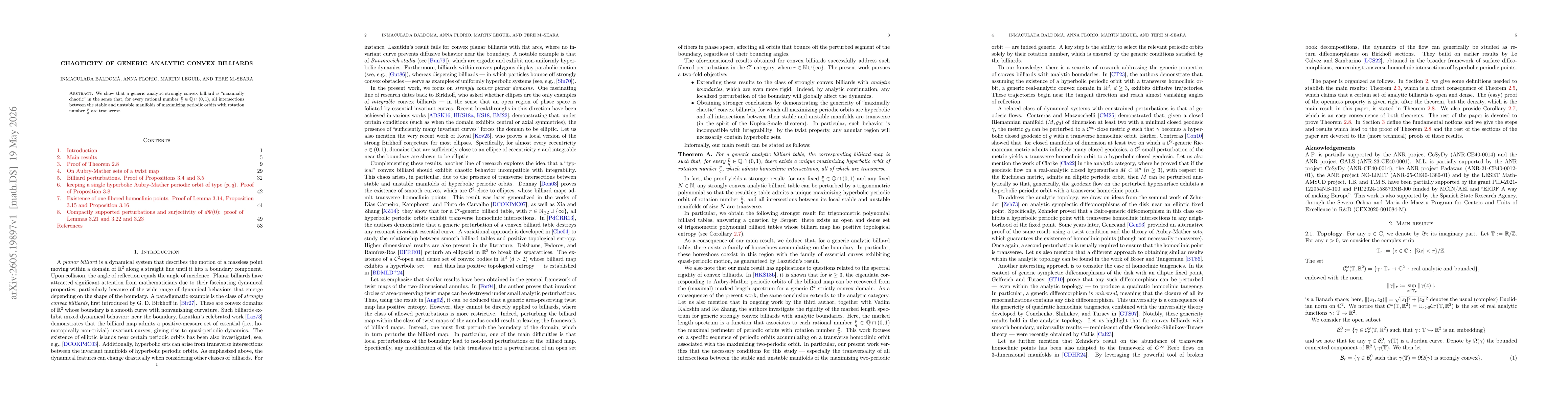 Thumbnail for Chaoticity of generic analytic convex billiards