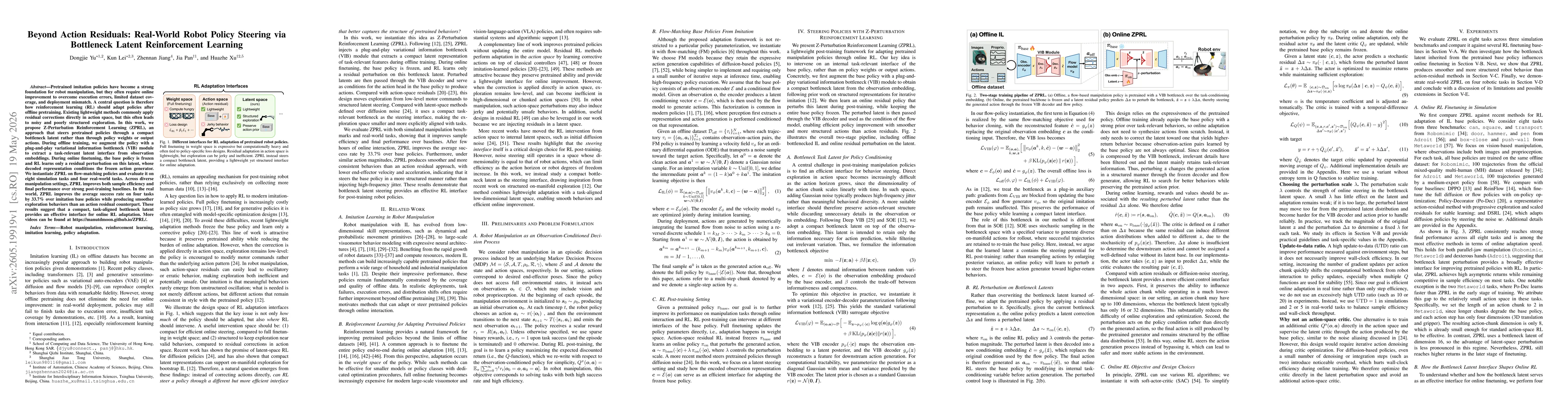 Thumbnail for Beyond Action Residuals: Real-World Robot Policy Steering via Bottleneck Latent Reinforcement Learning
