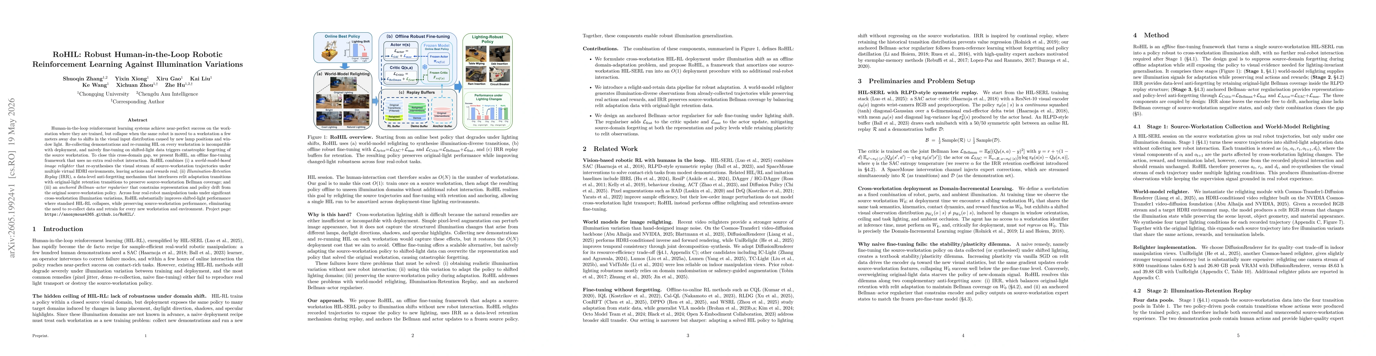 Thumbnail for RoHIL: Robust Human-in-the-Loop Robotic Reinforcement Learning Against Illumination Variations