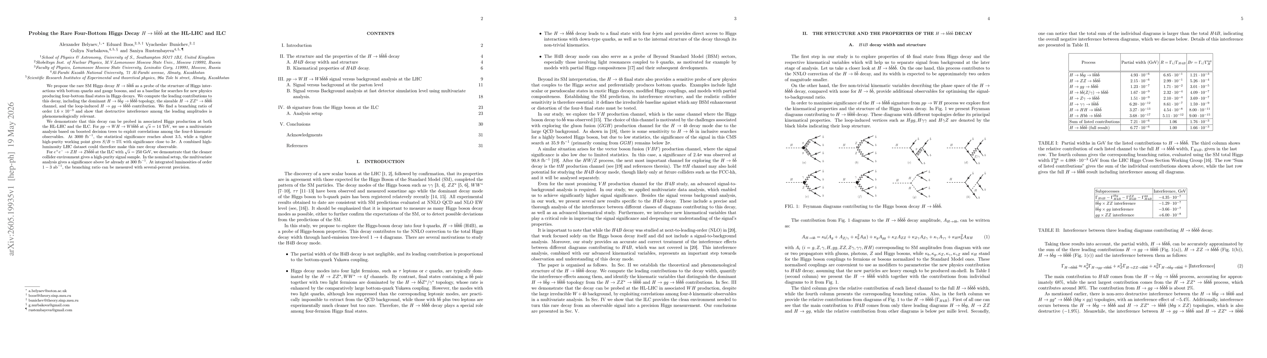Thumbnail for Probing the Rare Four-Bottom Higgs Decay $H\to b\bar b b\bar b$ at the HL-LHC and ILC