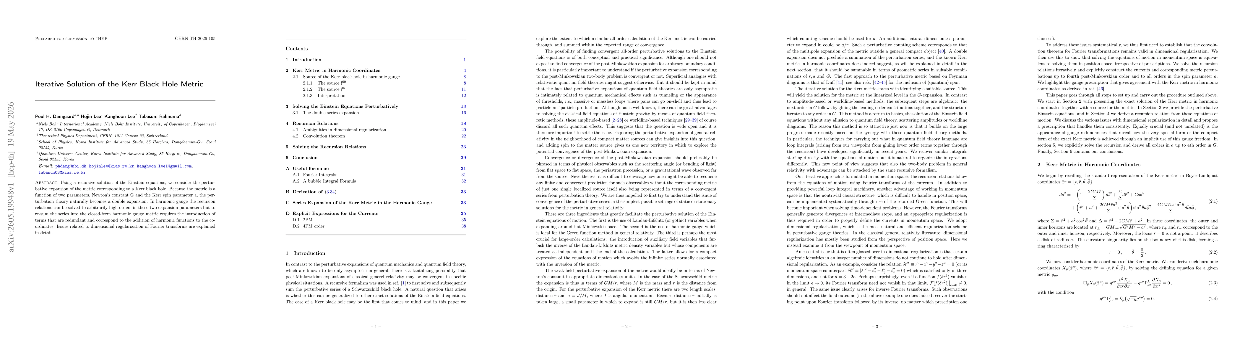 Thumbnail for Iterative Solution of the Kerr Black Hole Metric