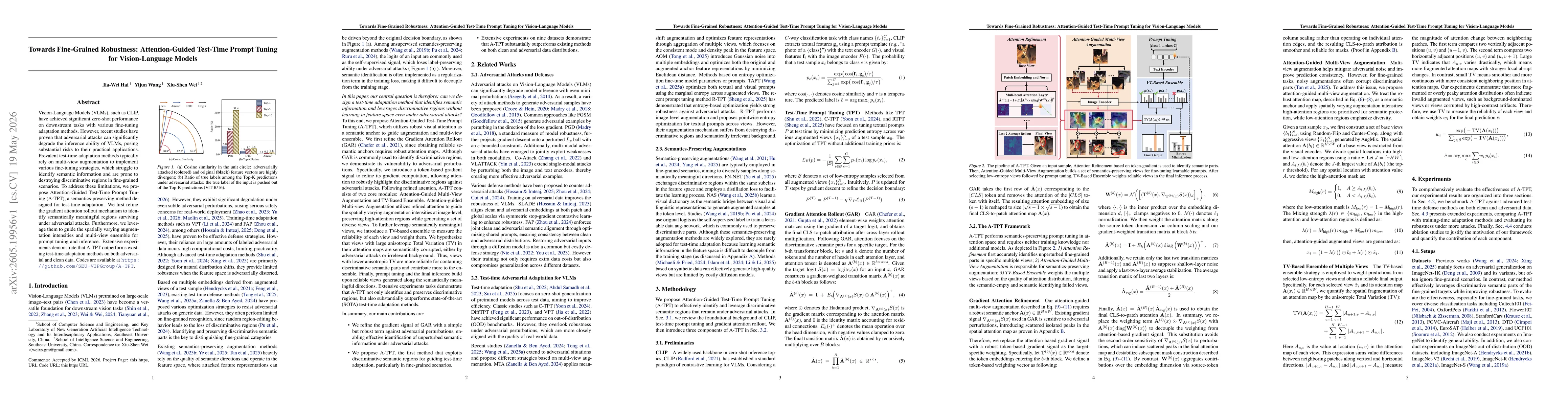 Thumbnail for Towards Fine-Grained Robustness: Attention-Guided Test-Time Prompt Tuning for Vision-Language Models