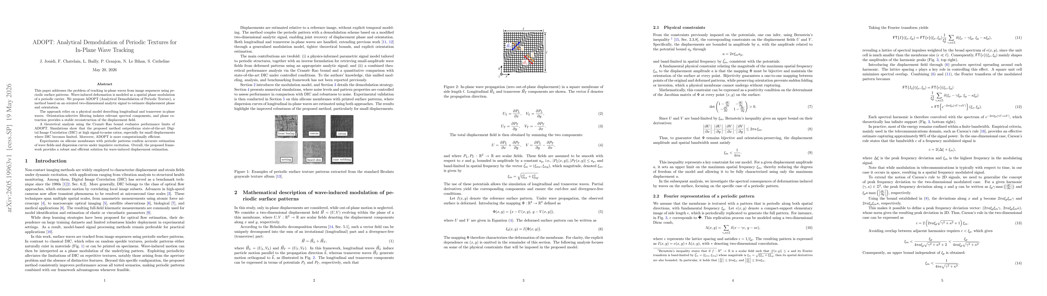 Thumbnail for ADOPT: Analytical Demodulation of Periodic Textures for In-Plane Wave Tracking